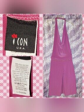 Icon Dusty Rose Pink Draped Cowl Neck Halter Knit Romper w/Studded Waist Sz Lrg